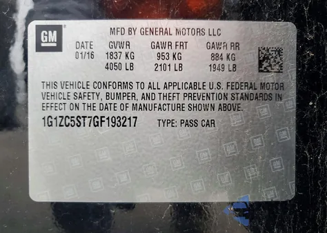 2016 Chevrolet Malibu Ls from USA, damaged, VIN 1G1ZC5ST7GF193217